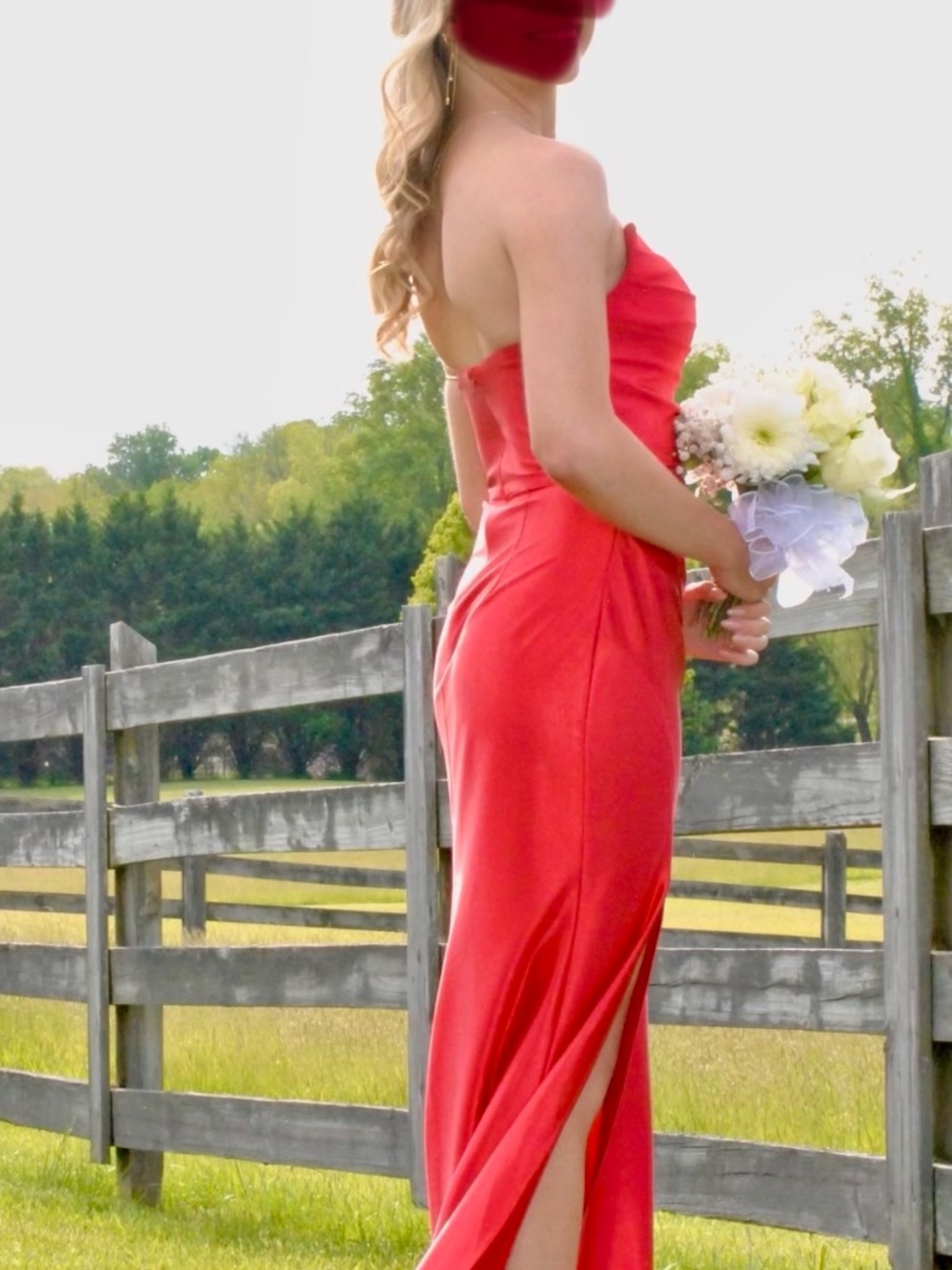 Strapless Red Evening Gown - Elegant Prom Dress